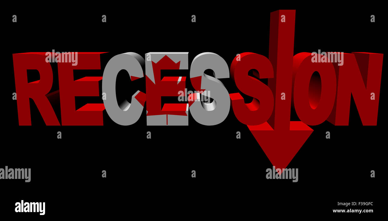Recession text arrow with Canadian flag illustration Stock Photo Alamy