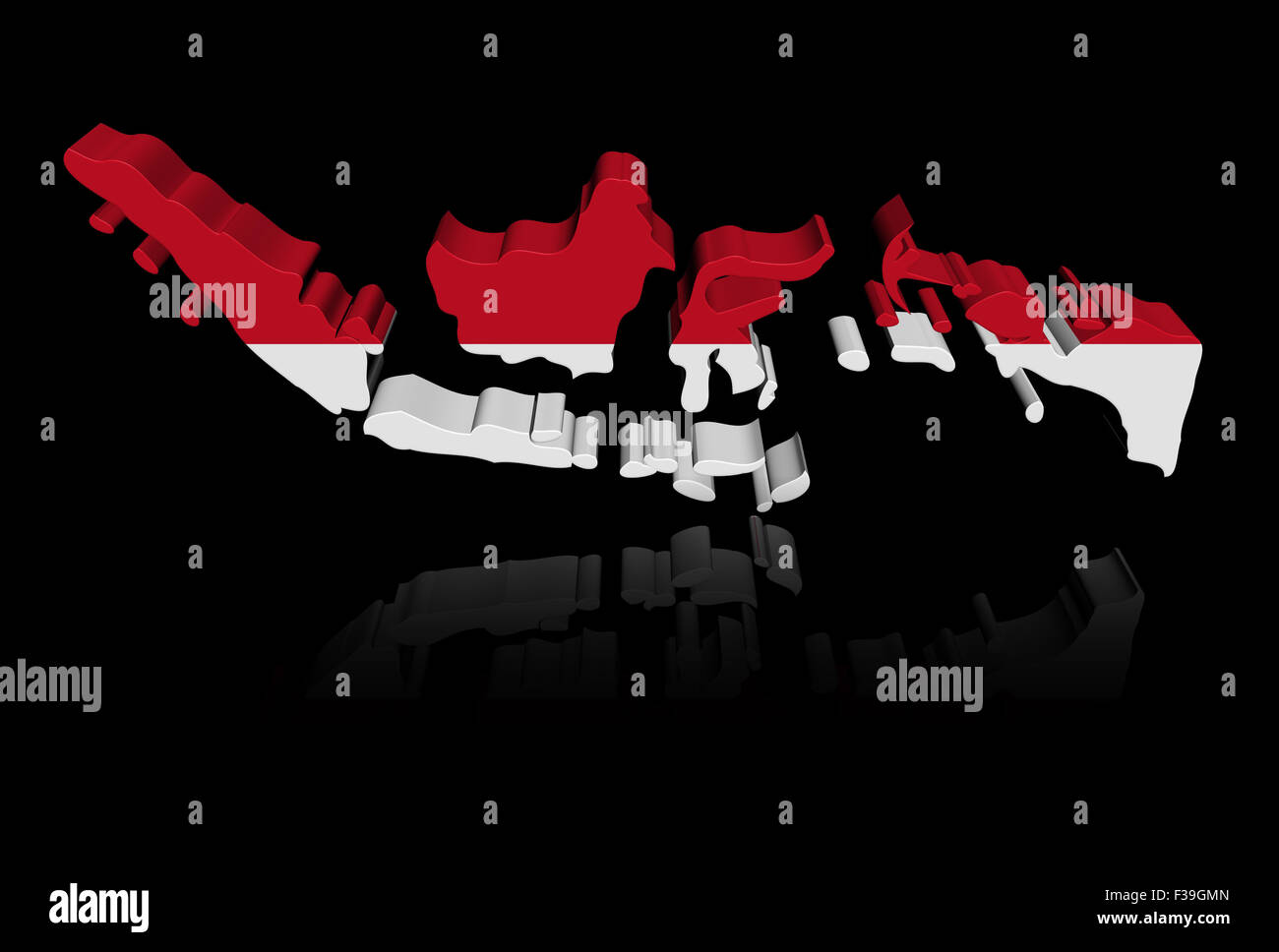 Indonesia map flag with reflection illustration Stock Photo