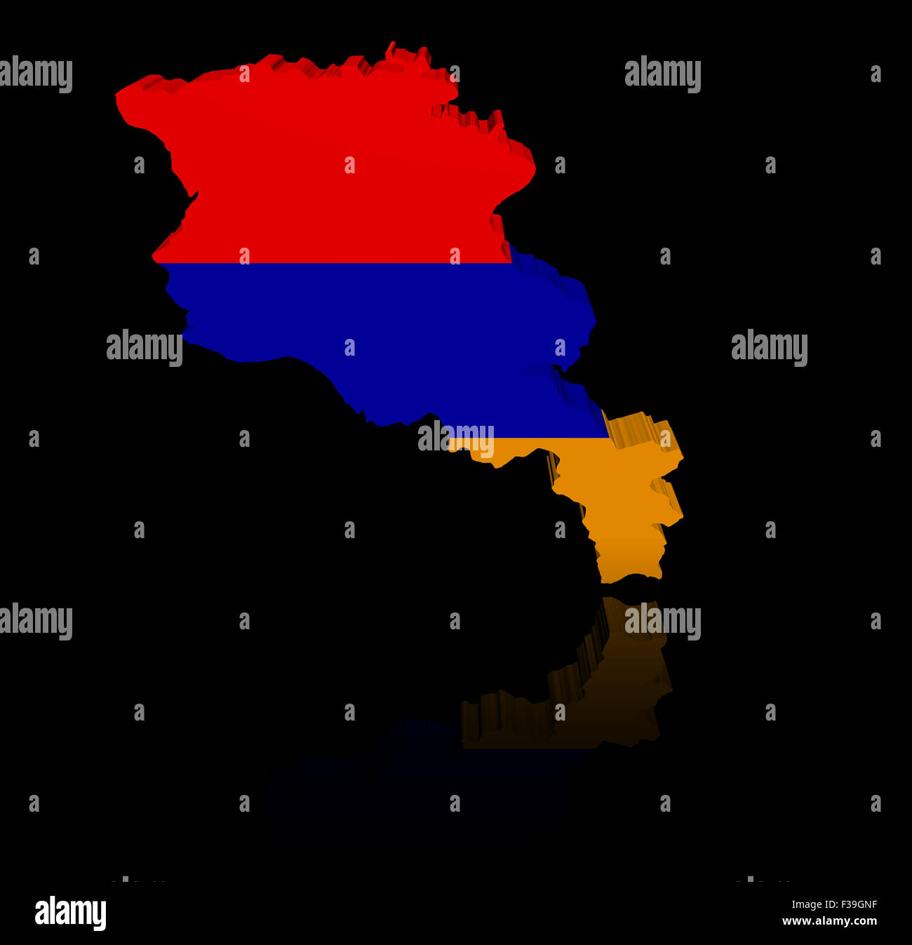 Armenia map flag with reflection illustration Stock Photo - Alamy