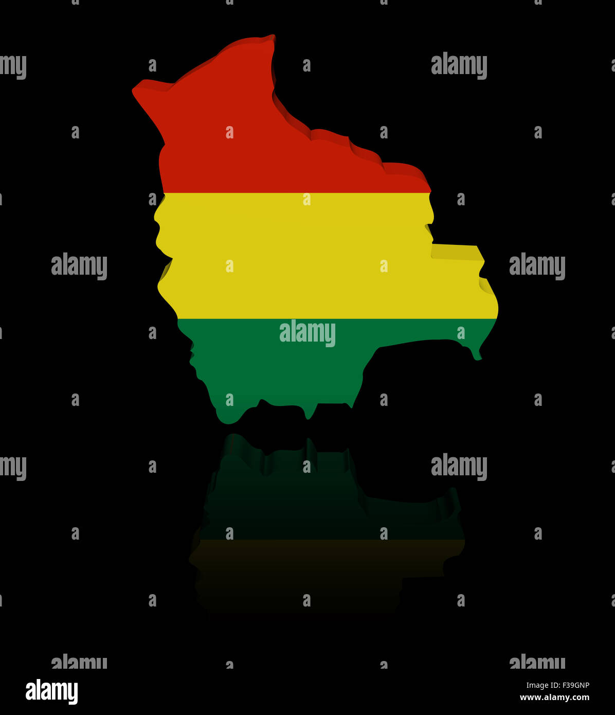 Bolivia map flag with reflection illustration Stock Photo