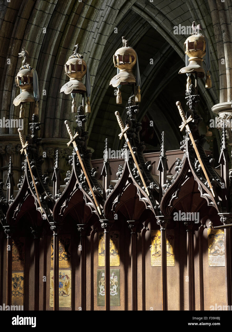 St Patrick's Cathedral Dublin choir stalls Stock Photo
