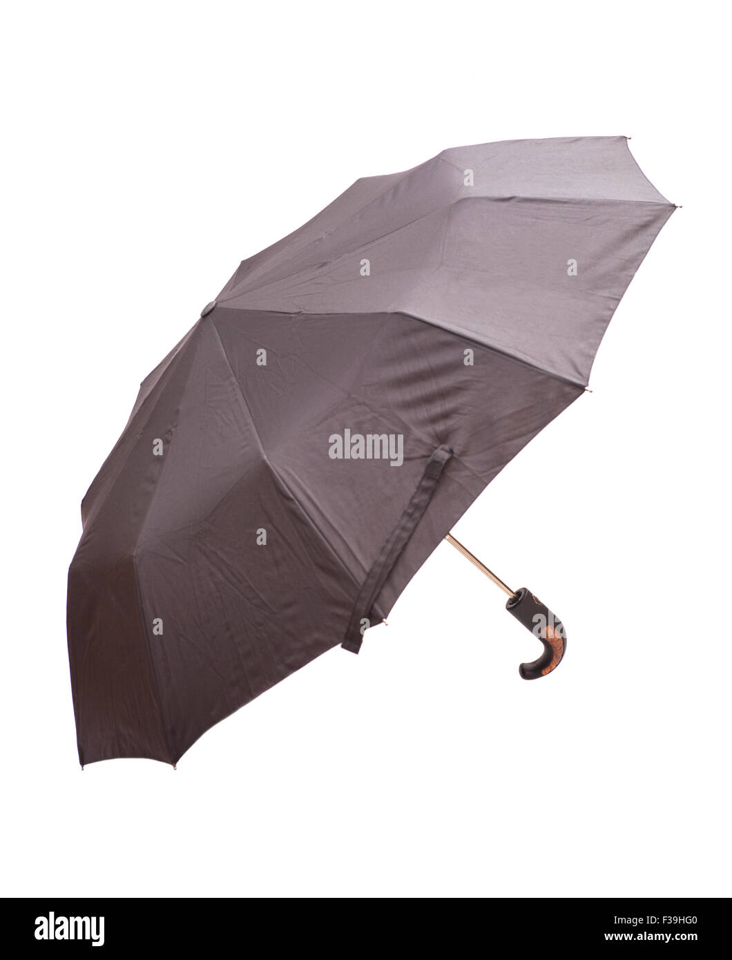 Opened black umbrella isolated on white background Stock Photo - Alamy