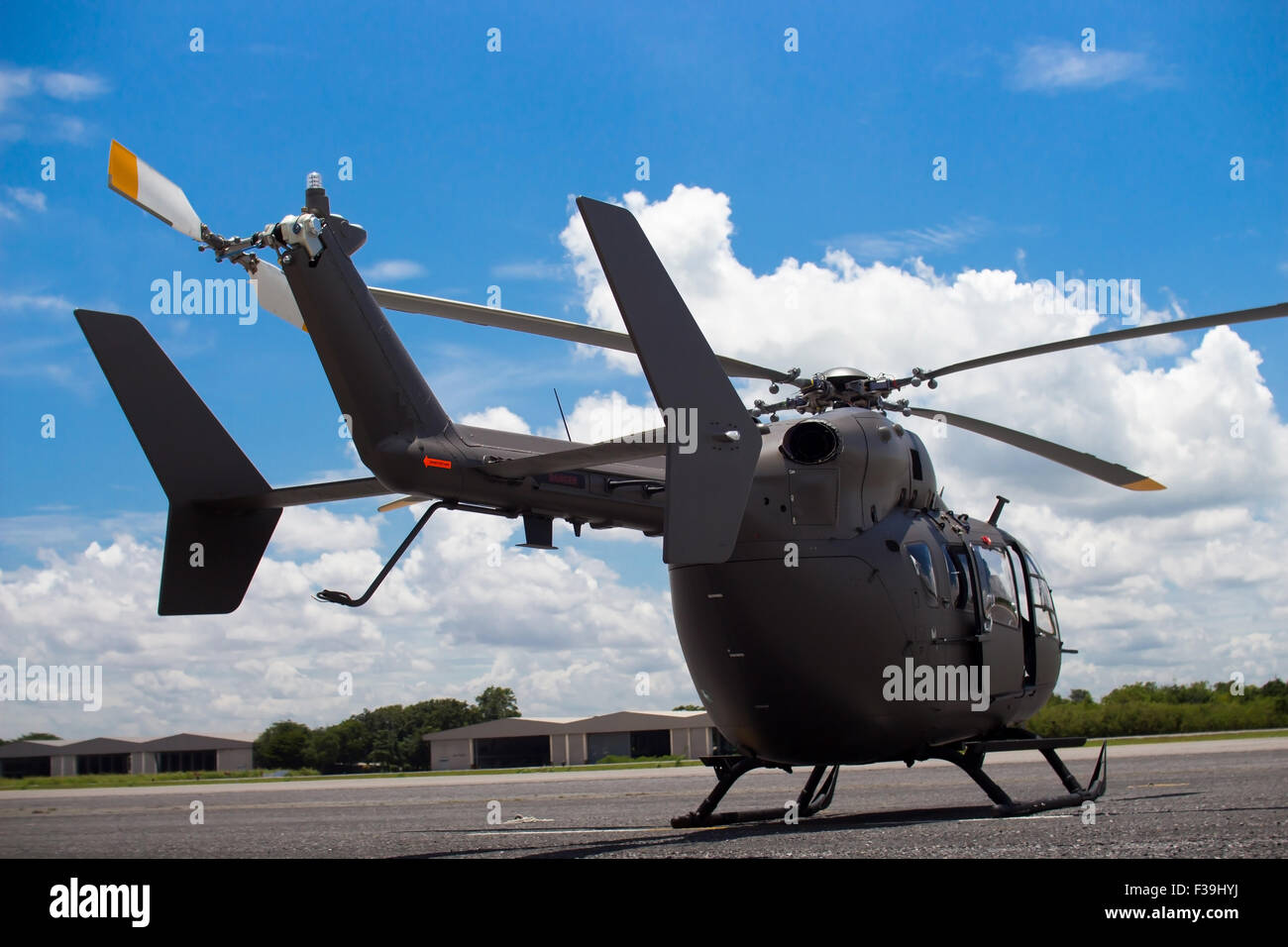Helicopter static display on the ground Stock Photo
