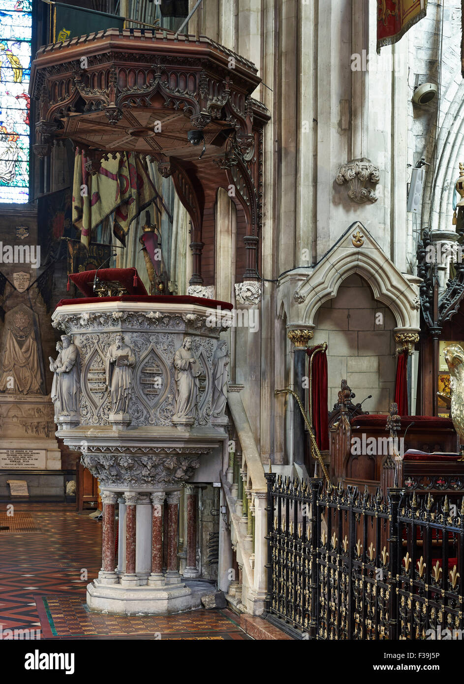 St Patrick's Cathedral Dublin pulpit Stock Photo