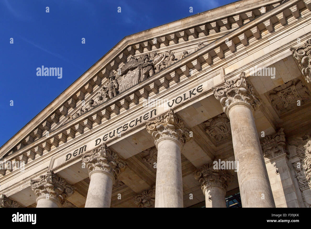 Tympanum of the Reichstag building in Berlin, Germany. Stock Photo