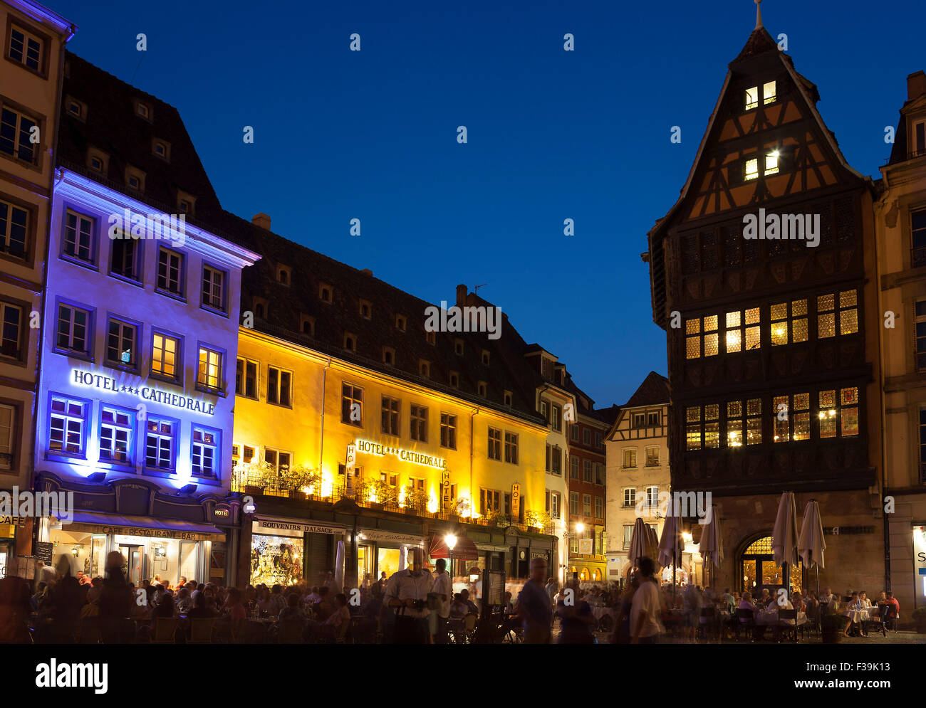 Square of the cathedral, Strasbourg, Bas-Rhin, Alsace, France Stock Photo