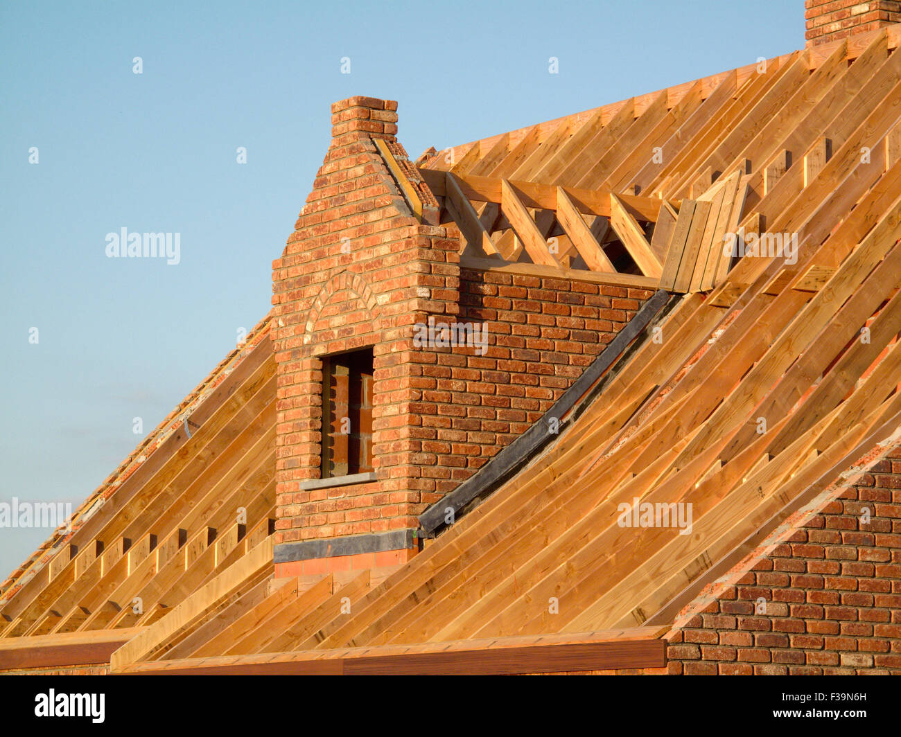 Roof construction showing wooden structure Stock Photo Alamy
