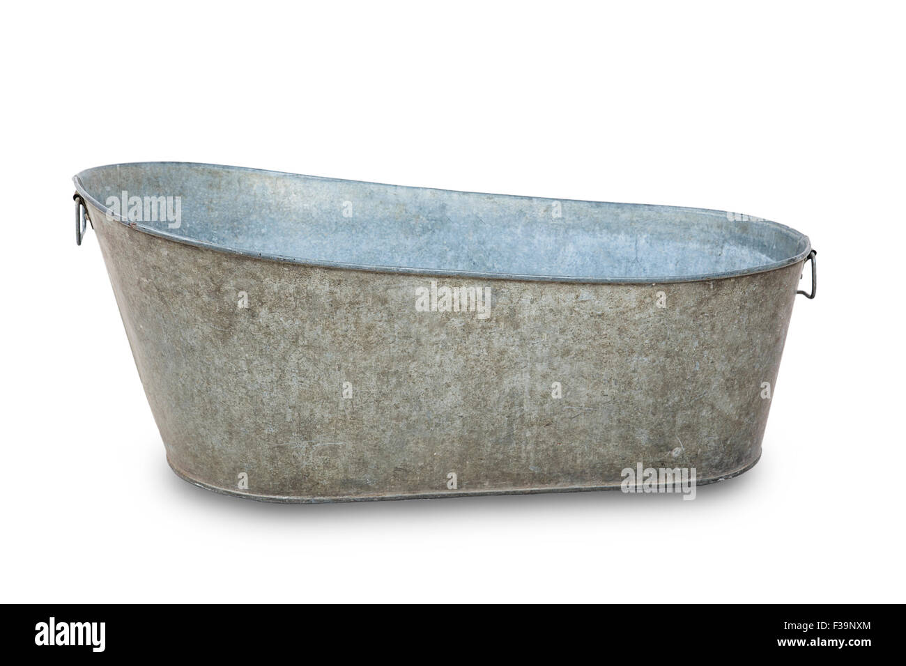 Empty metal bathtube isolated on a white background Stock Photo