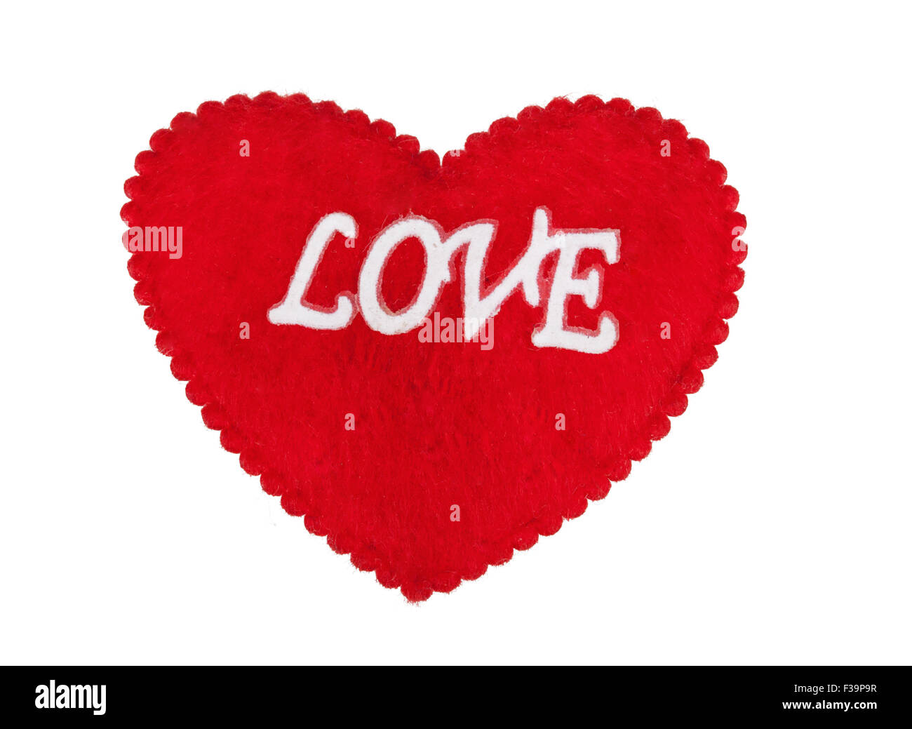 Textile red heart isolated on white background Stock Photo - Alamy