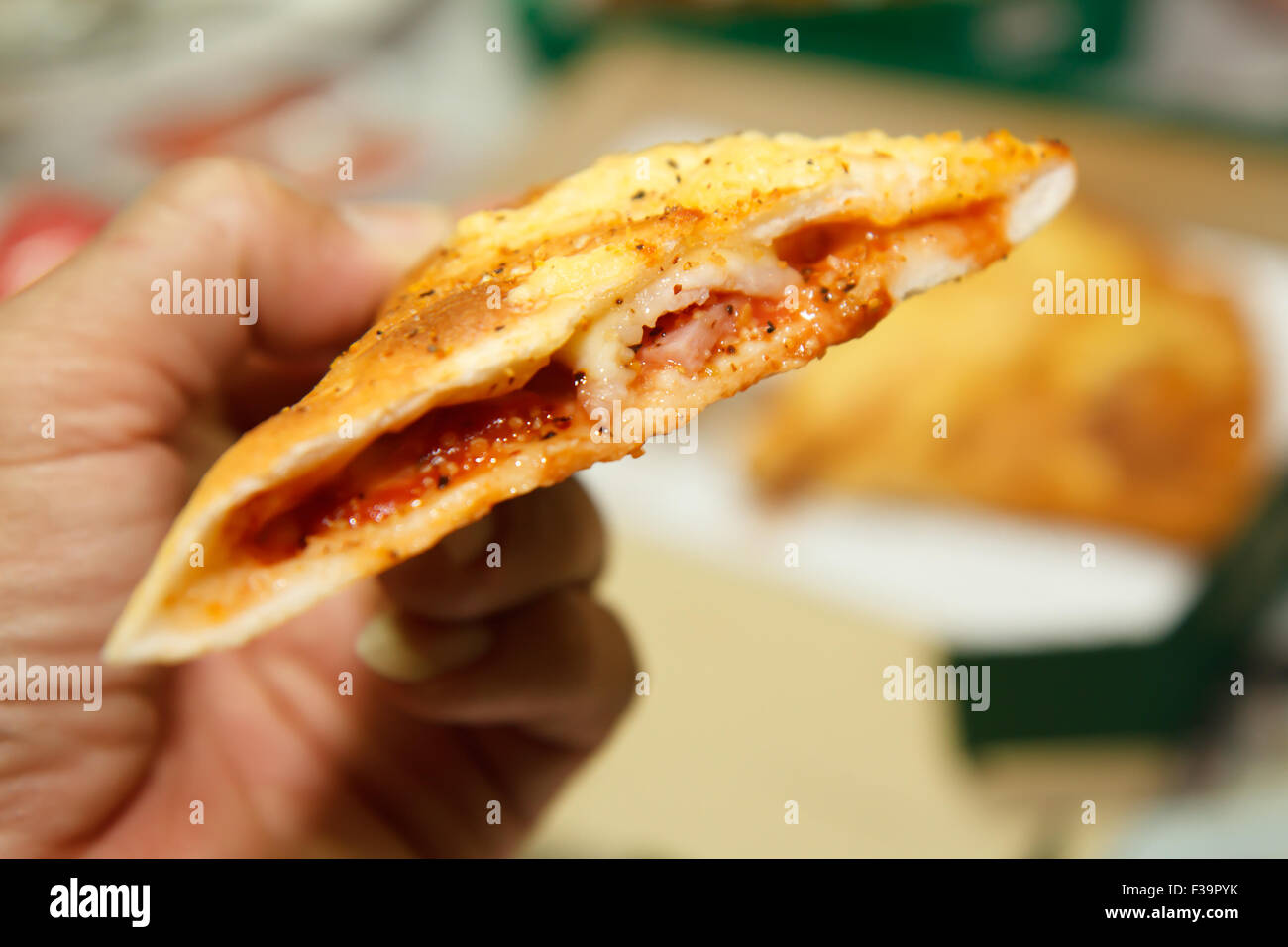 Broccoli and Cheese Calzone Stock Photo Alamy
