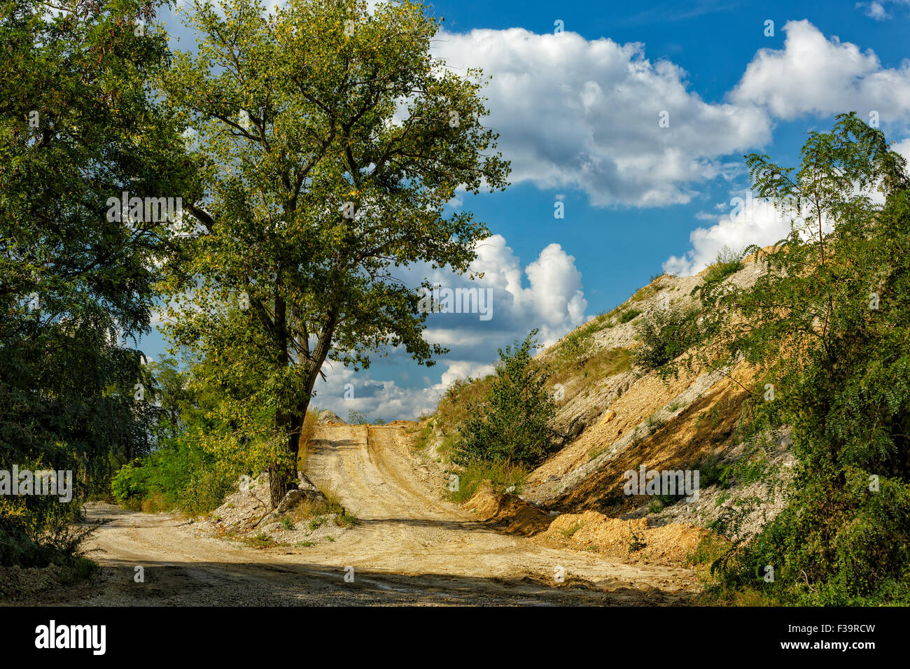 Devastation of the country. Gravel extraction at river Danube. Stock Photo