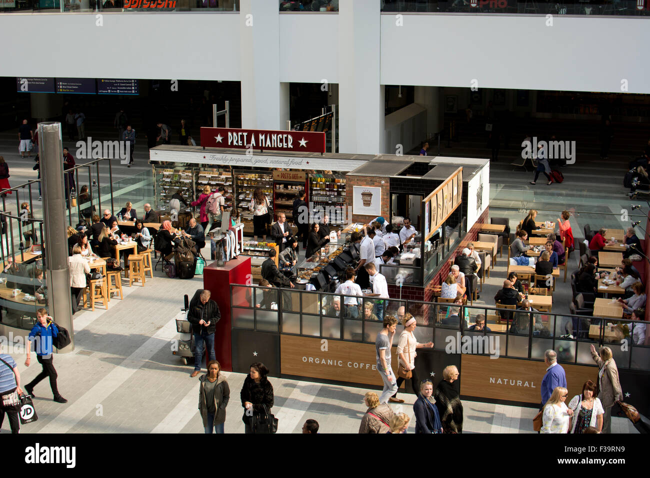 Pret a Manger restaurant in the new atrium at New Street Station