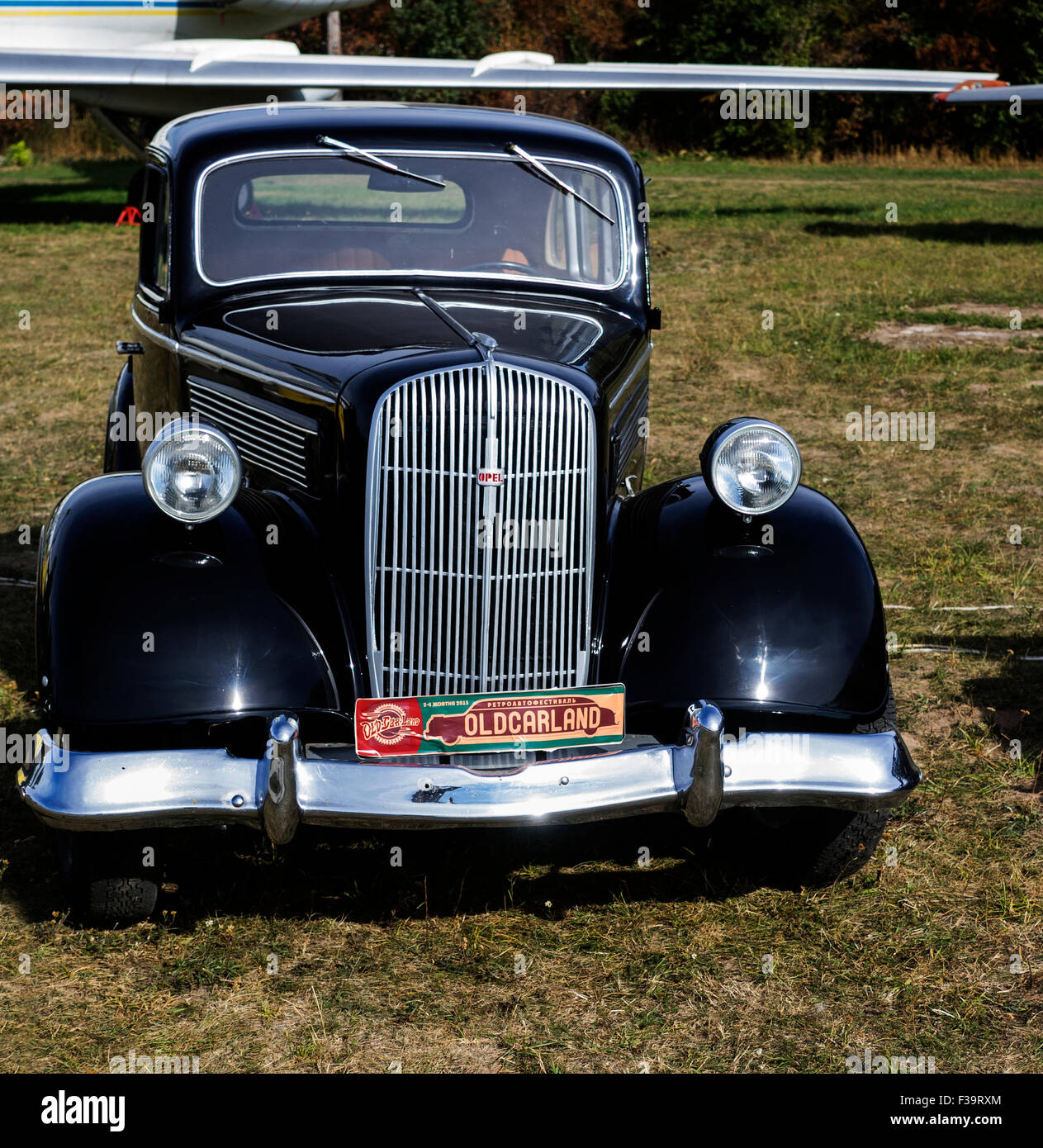 Opel, 1937 -- Old Car Land is the biggest retro cars festival held in Kiev, and covers the State Aviation Museum grounds Stock Photo