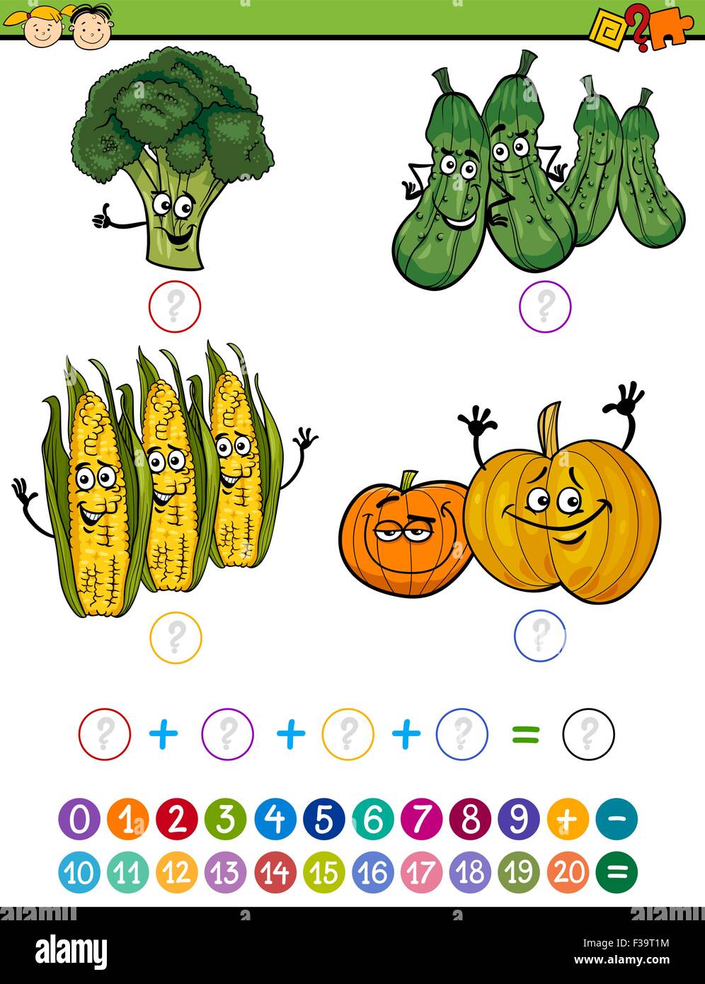 Math Basic Addition Cartoon Cartoon Illustration of Education Mathematical Addition Game for ...