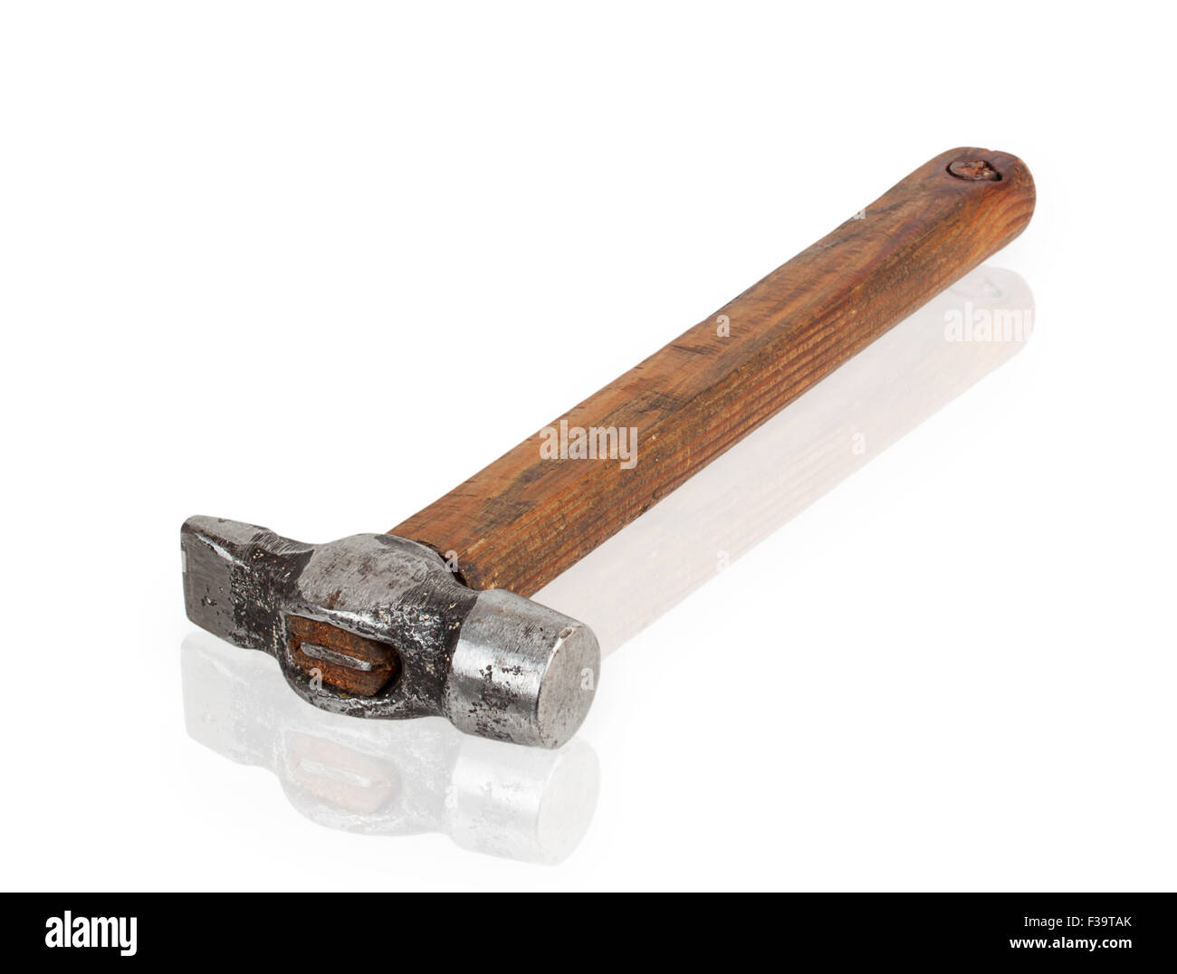 old hammer with wooden handle isolated on white background Stock Photo ...