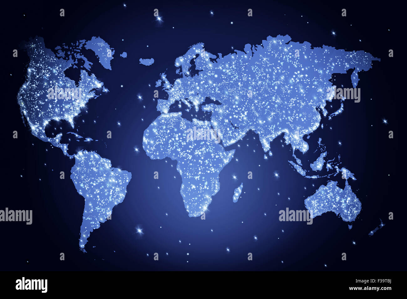 Abstract world map with lights Stock Photo Alamy