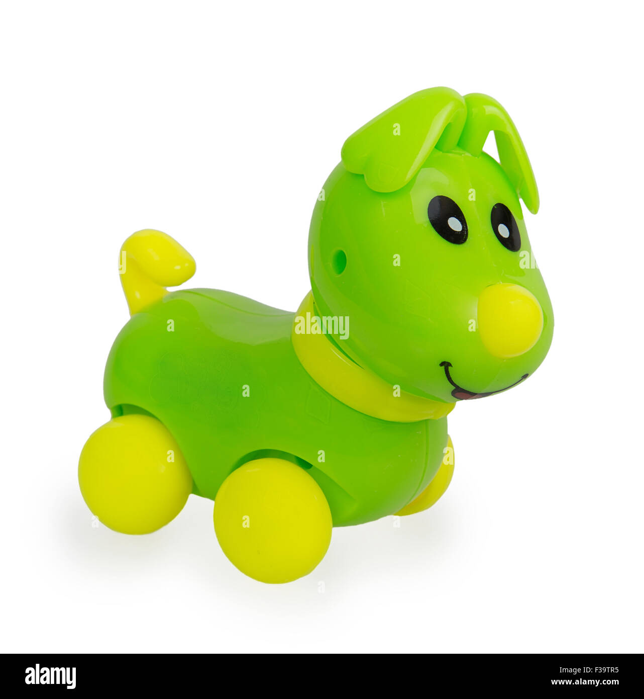 Green plastic dog toy isolated on white background Stock Photo