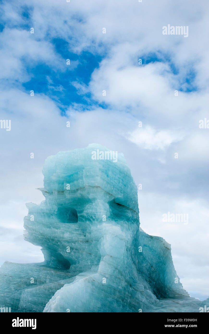Iceberg in Krossfjord, Spitsbergen, Svalbard Archipelago, Norway Stock Photo
