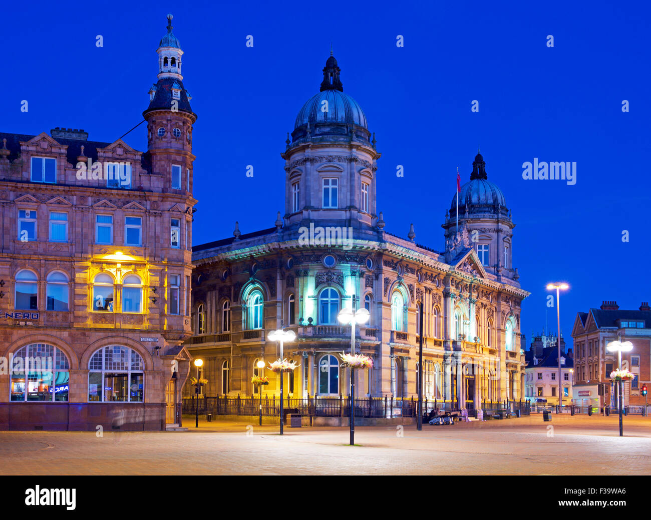 The Maritime Museum at dusk, Kingston upon Hull, East Riding of Yorkshire, England UK Stock Photo