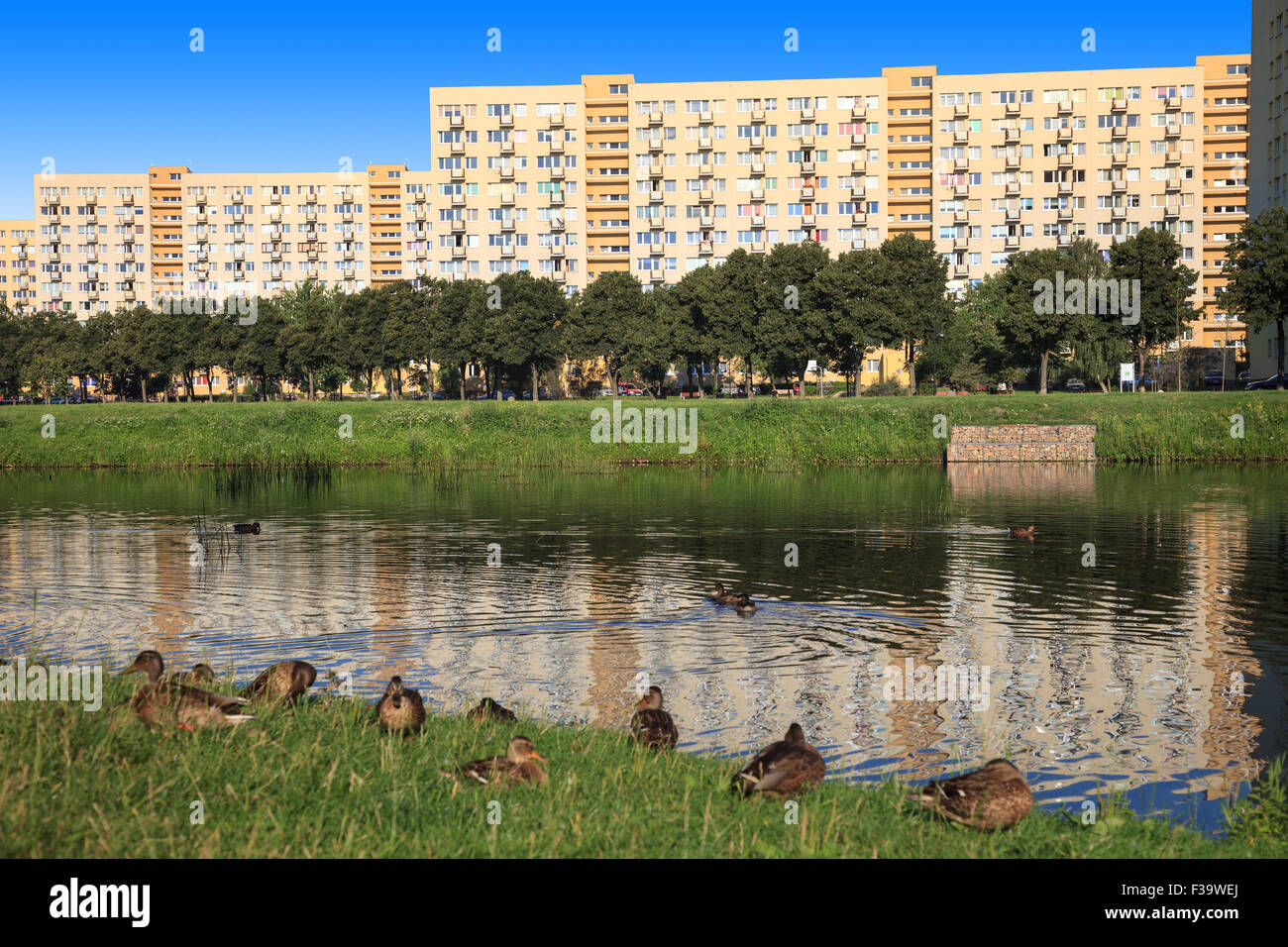 Multi-story buildings - Typical socialist block in East Europe. Stock Photo