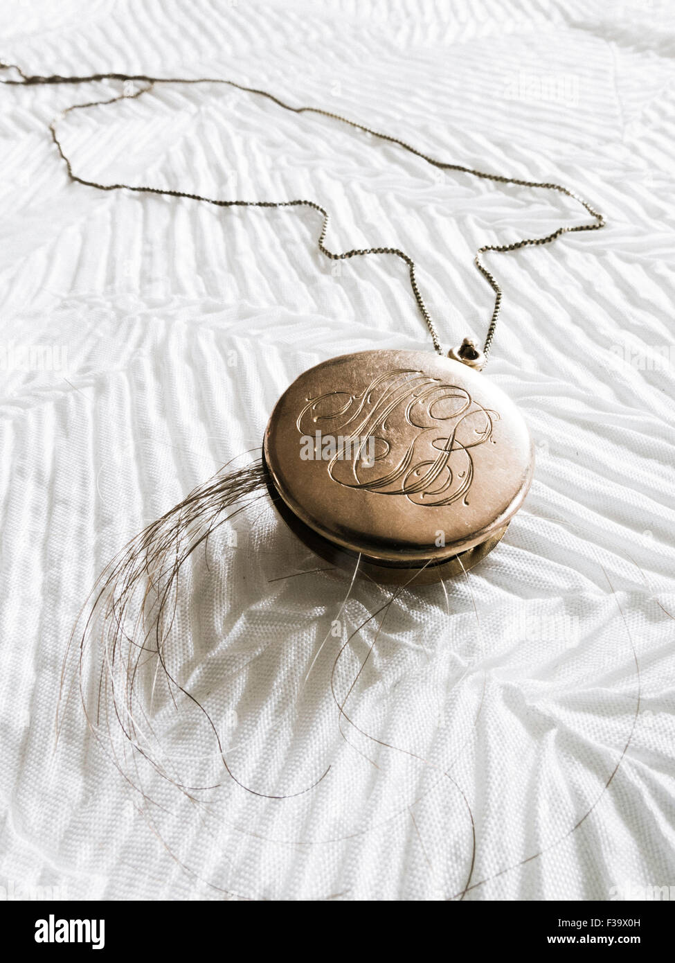 Vintage Locket with Lock of Hair Stock Photo Alamy