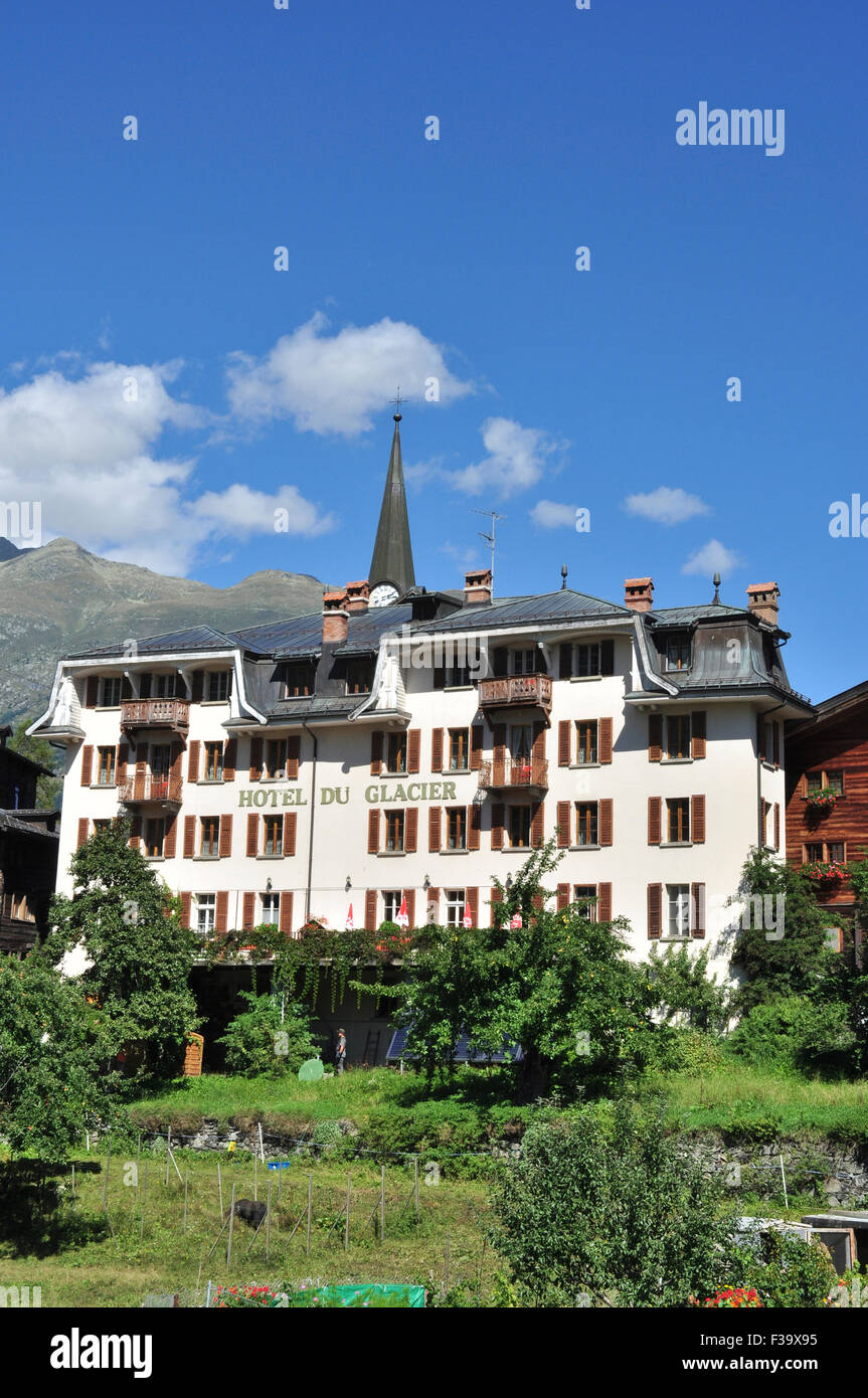Hotel du Glacier, Fiesch, Valais, Switzerland Stock Photo