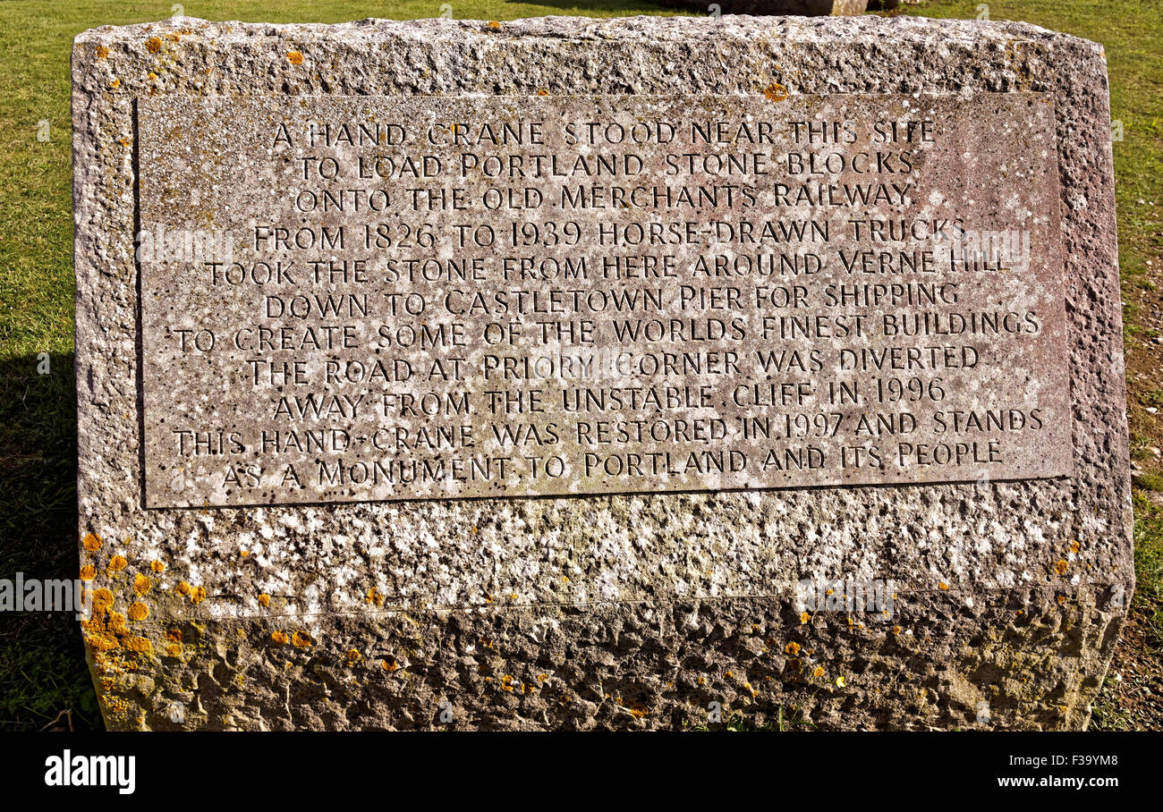 stone plaque to commemorate Portland stone Stock Photo Alamy