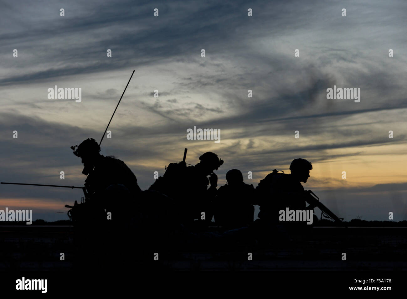 April 22, 2015 - U.S. Marine Corps air traffic controllers with the Marine Air Control Squadron 1 and Army air traffic controlle Stock Photo