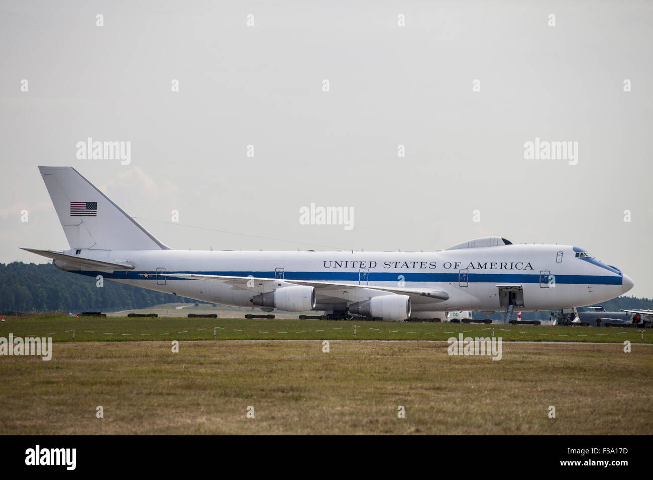 An E-4 Advanced Airborne Command Post of the U.S. Air Force at Nuremberg, Germany. Stock Photo