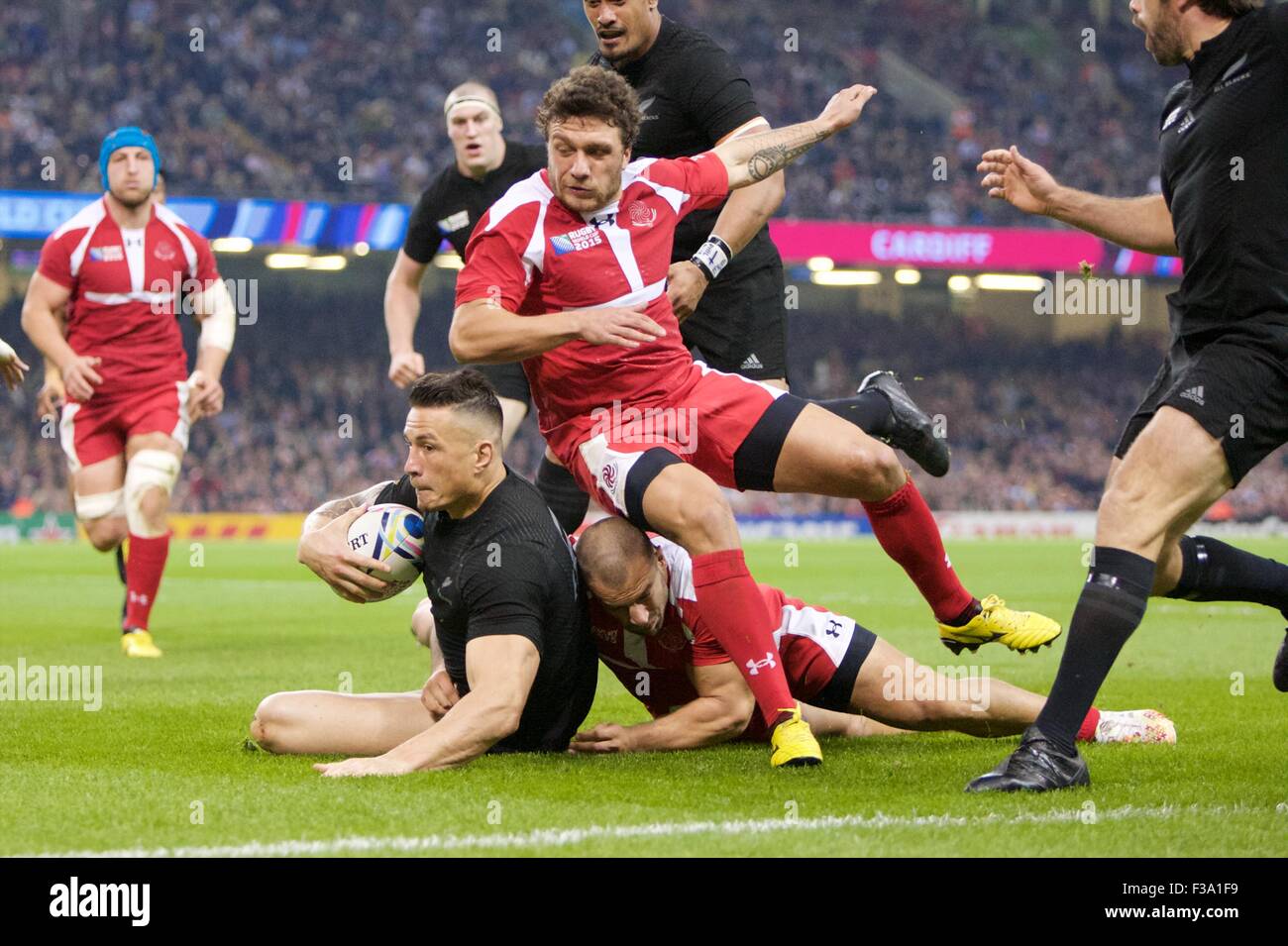 Millennium Stadium, Cardiff, Wales. 02nd Oct, 2015. Rugby World Cup. New Zealand versus Georgia. New Zealand All Black centre Sonny Bill Williams. Credit:  Action Plus Sports/Alamy Live News Stock Photo