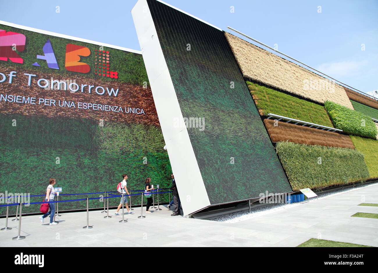 Cereal crops on the wall of the Israeli pavilion at the 2015 Expo in Milan, Italy Stock Photo