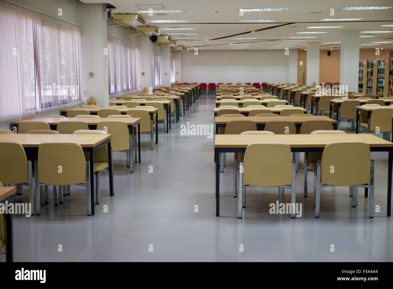set of tables and chairs in the library Stock Photo Alamy