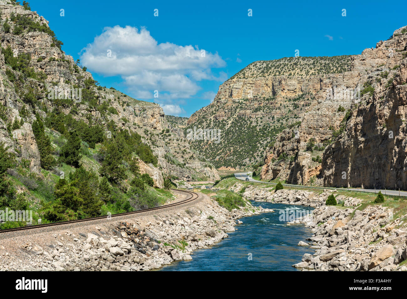 Wyoming, Wind River Canyon, U.S. Hwy 20 Stock Photo
