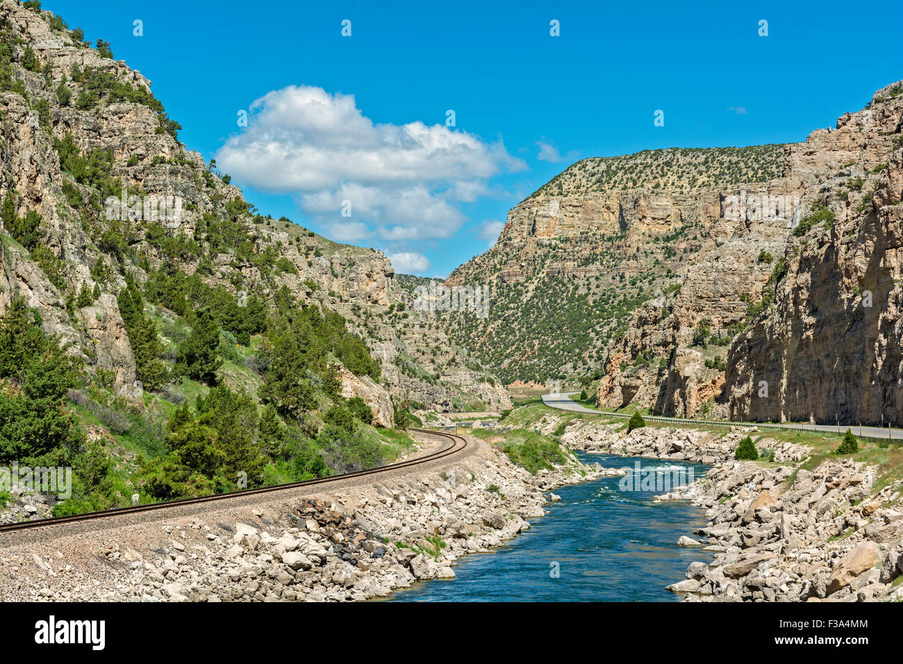 Wyoming, Wind River Canyon, U.S. Hwy 20 Stock Photo
