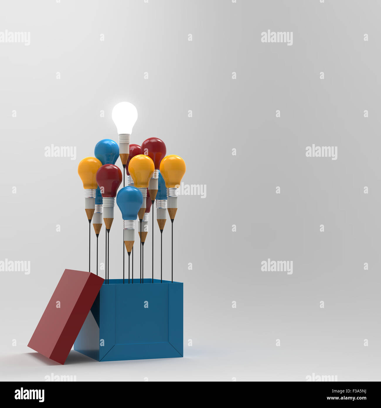 drawing idea pencil and light bulb concept outside the box as creative ...