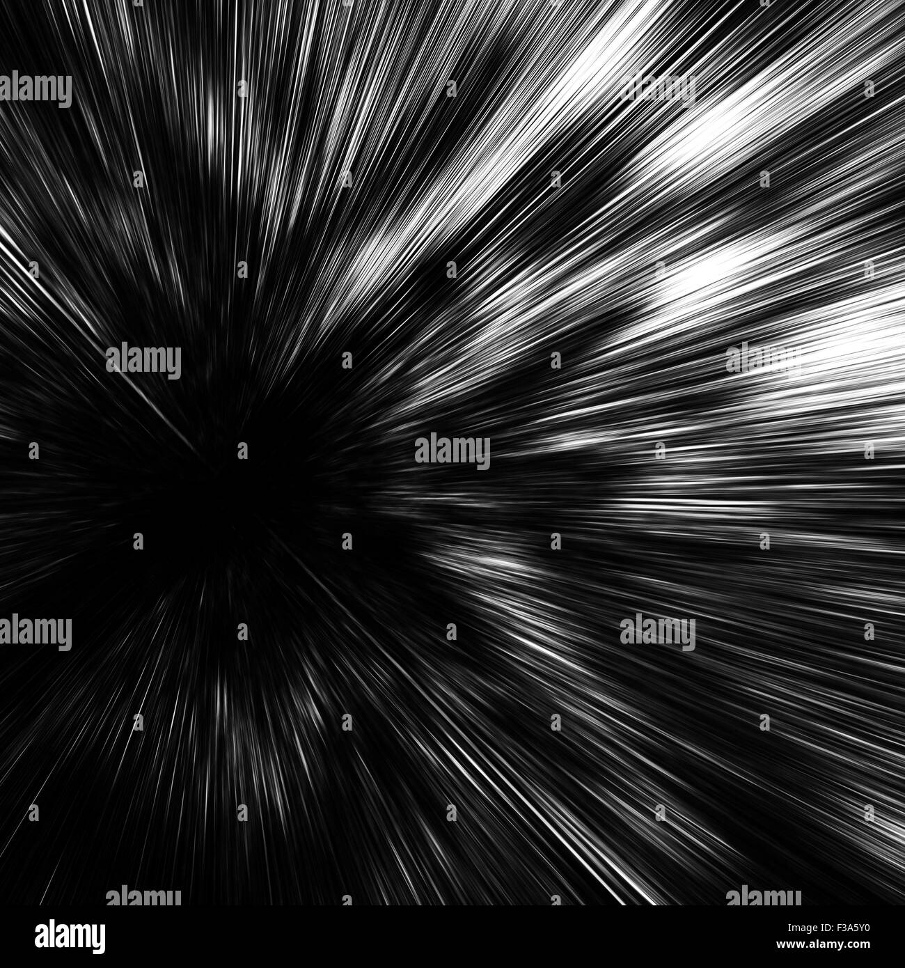 Abstract digital image with fast motion blur effect on black square background Stock Photo