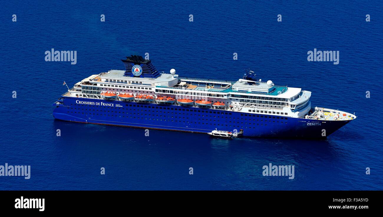Cruise ship Croisières de France Zenith,Santorini Greece Stock Photo