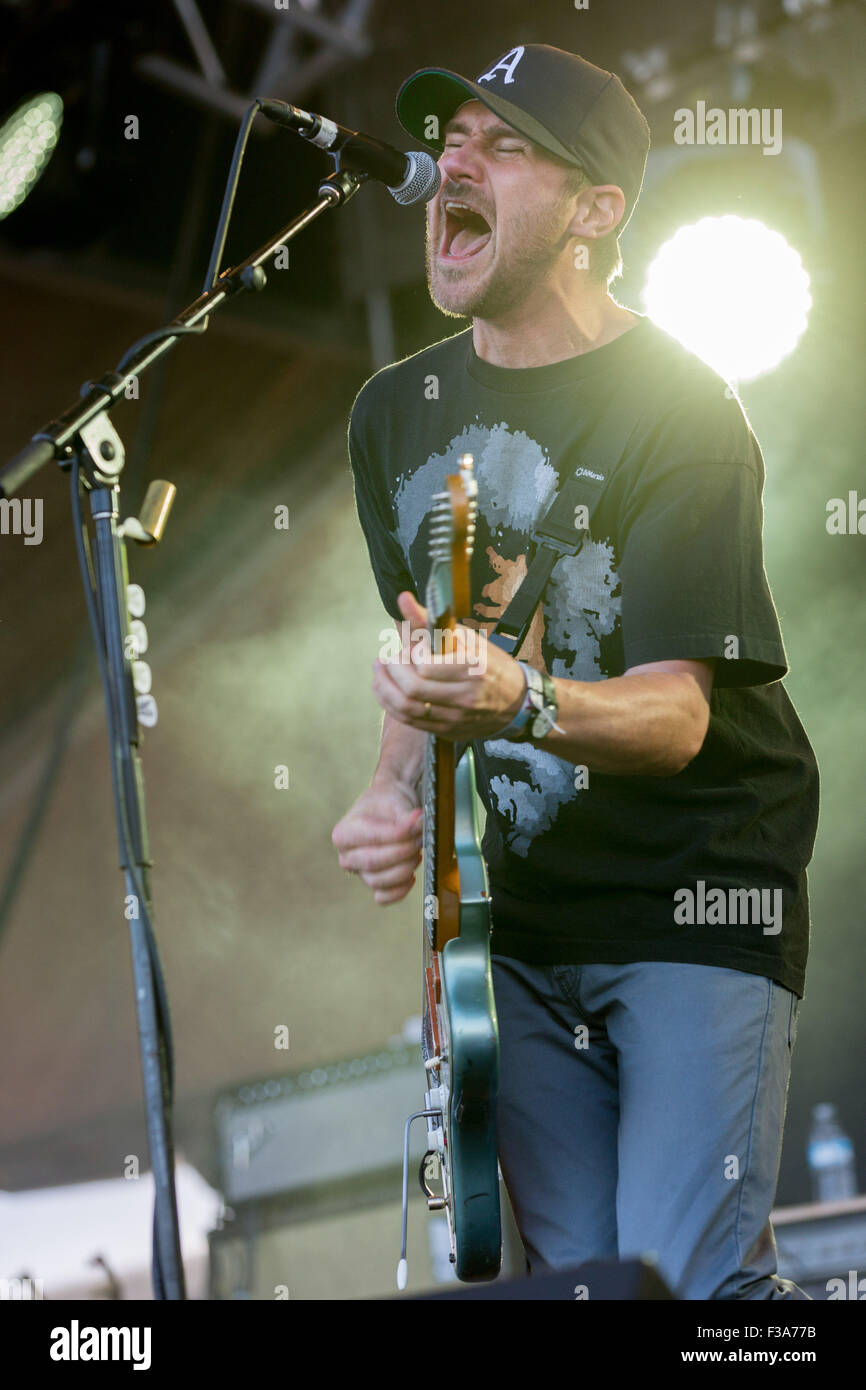 Austin, Texas, USA. 2nd Oct, 2015. Singer and guitarist JESSE LACEY of  Brand New performs live at the Austin City Limits music festival within  Zilker Park in Austin, Texas Credit: Daniel DeSlover/ZUMA