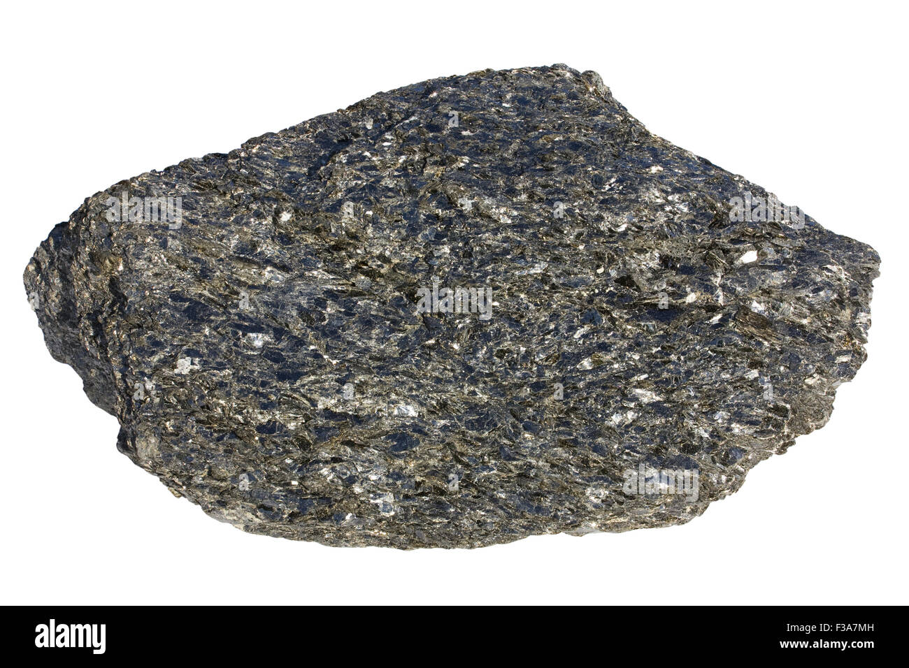 Biotite-rock (glimmerite). This rock is composed of only one mineral - iron-rich mica biotite. Stock Photo