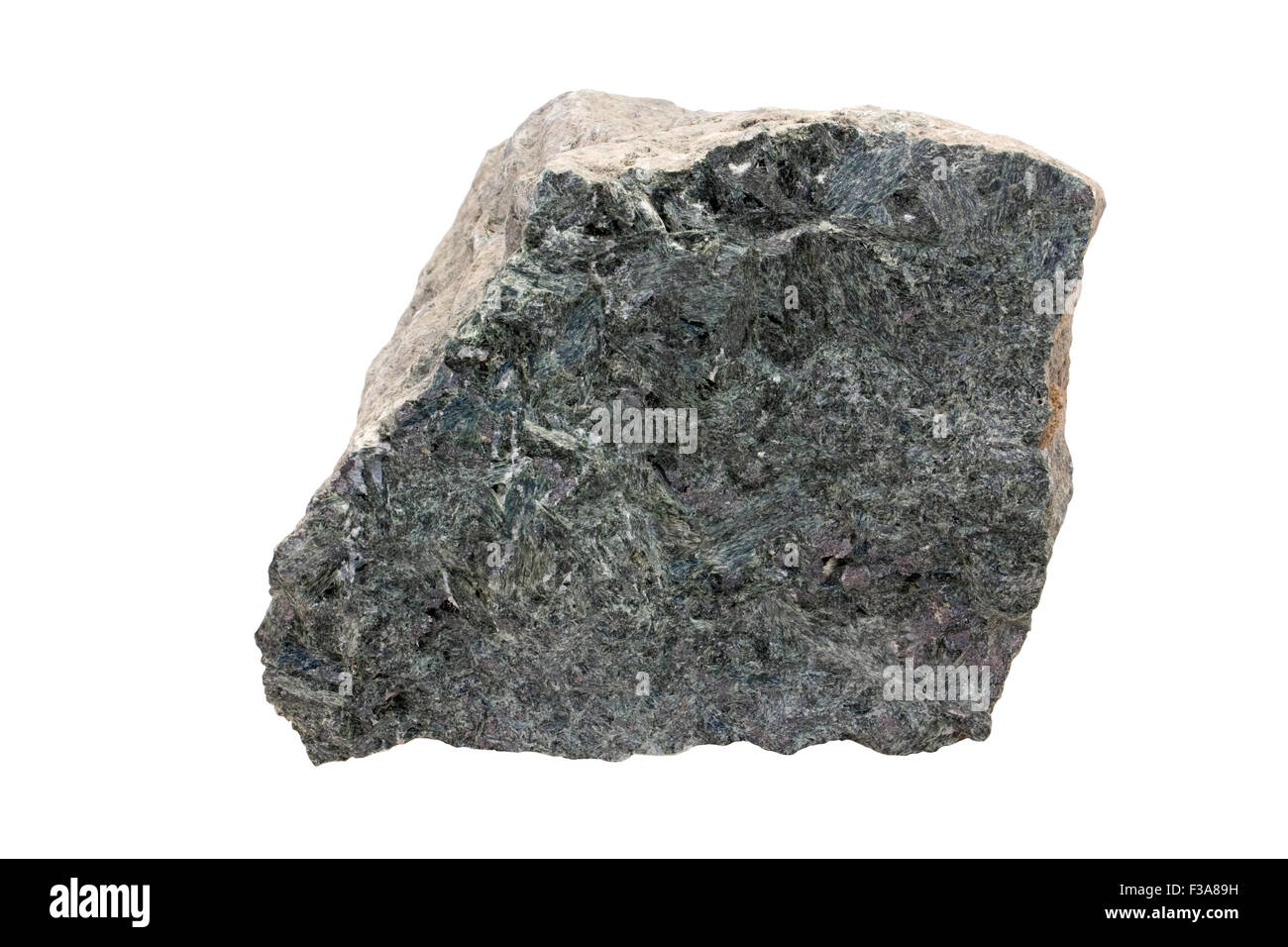 Iron ore from Kiruna (black magnetite, green actinolite) Stock Photo