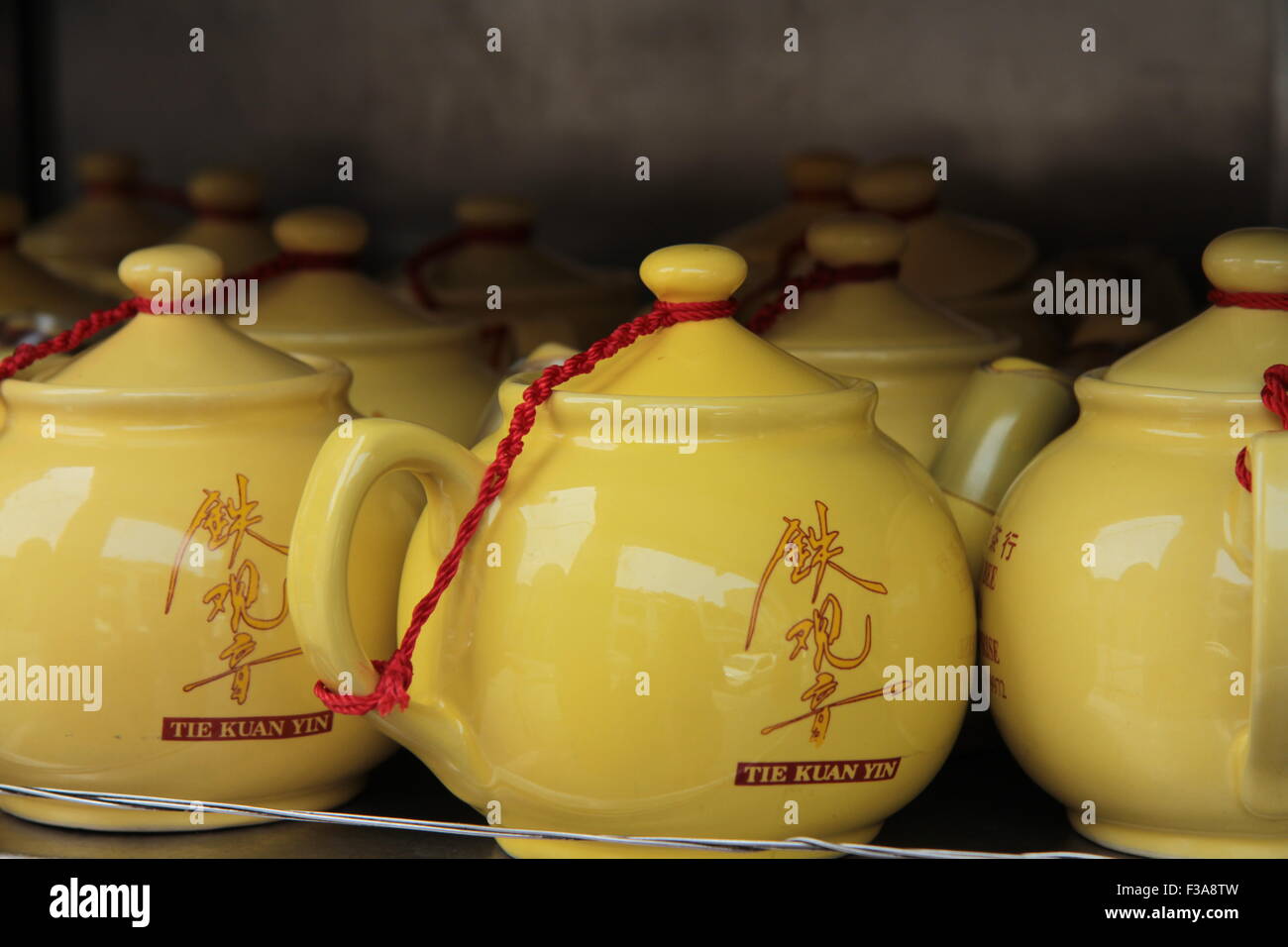 Yellow tea pots Stock Photo Alamy