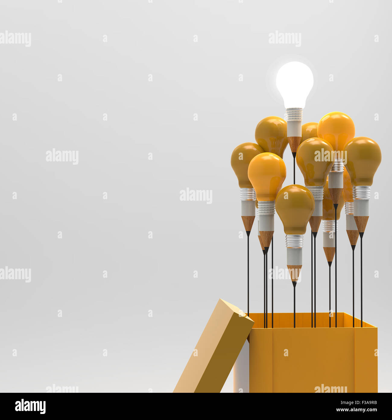 drawing idea pencil and light bulb concept outside the box as creative ...