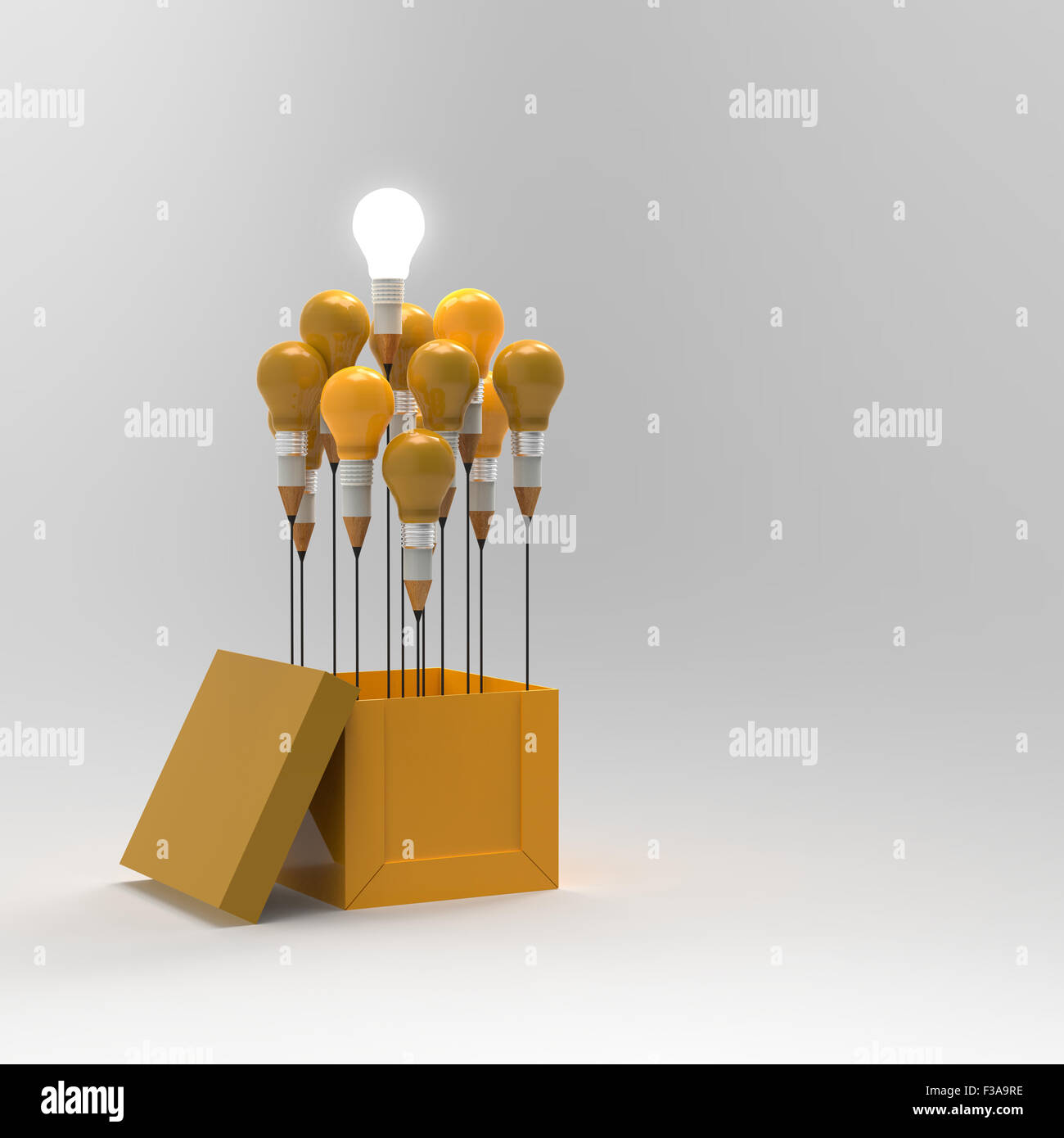 drawing idea pencil and light bulb concept outside the box as creative ...