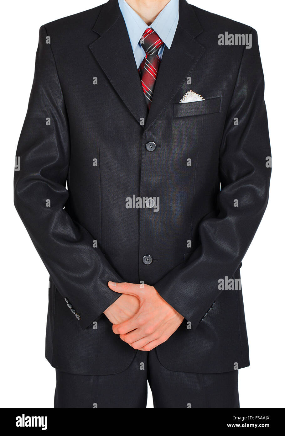 Man in a black suit isolated on white background Stock Photo - Alamy