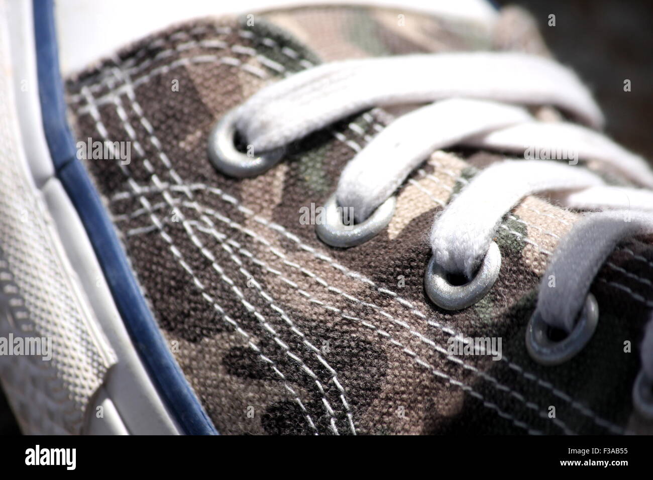 Close-up of hi-top shoes laces Stock Photo