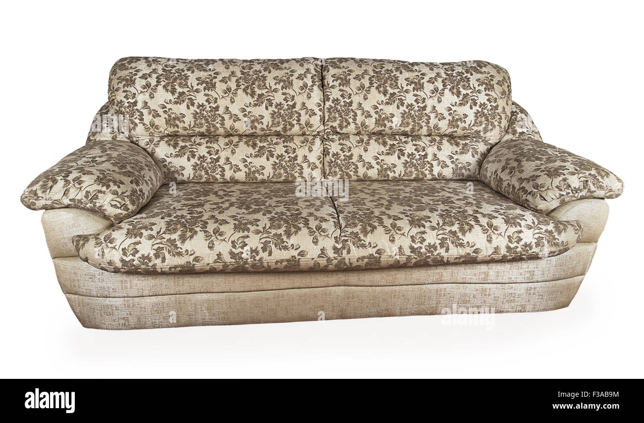 Gray sofa isolated on white background Stock Photo