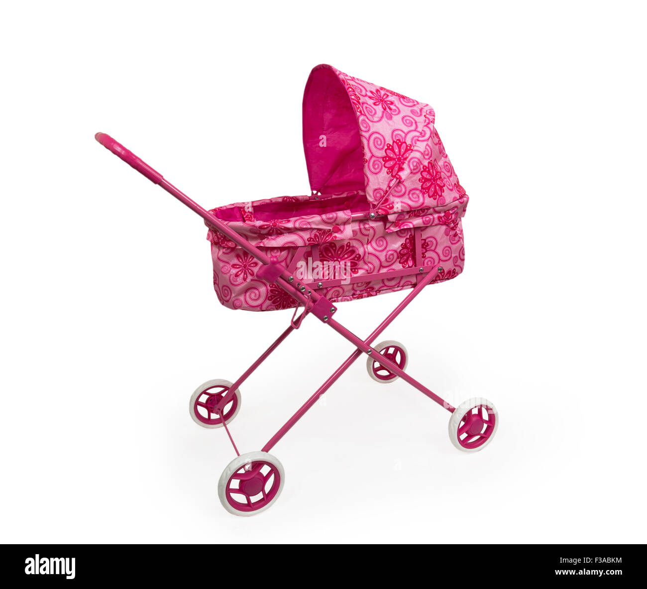 Toy pink pram isolated on a white background Stock Photo