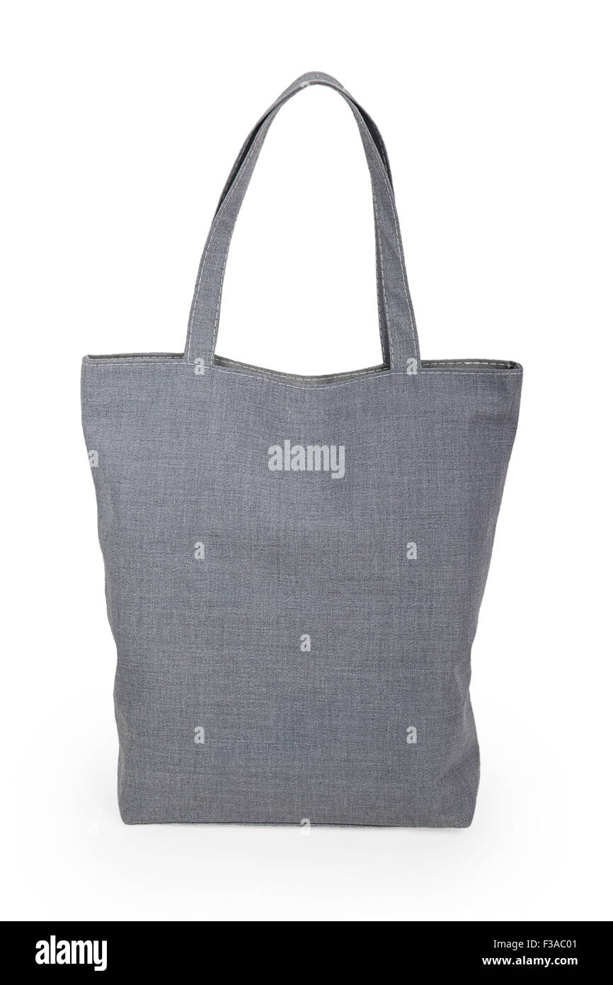 Gray linen bag isolated on white background Stock Photo Alamy