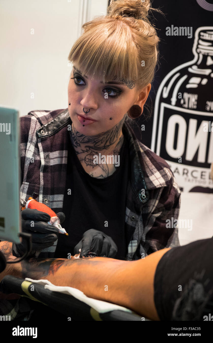 Barcelona, Spain. 2nd October, 2015. XVIII International Tattoo Expo in Barcelona, Spain. 02th October 2015. Credit:  Charlie Perez/Alamy Live News Stock Photo