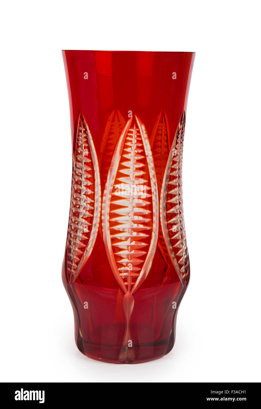 Red glass vase isolated on white background Stock Photo Alamy